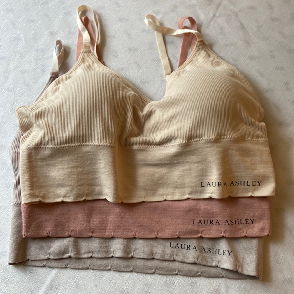3 each size Large Laura Ashley, soft stretchy, long line bralette new condition